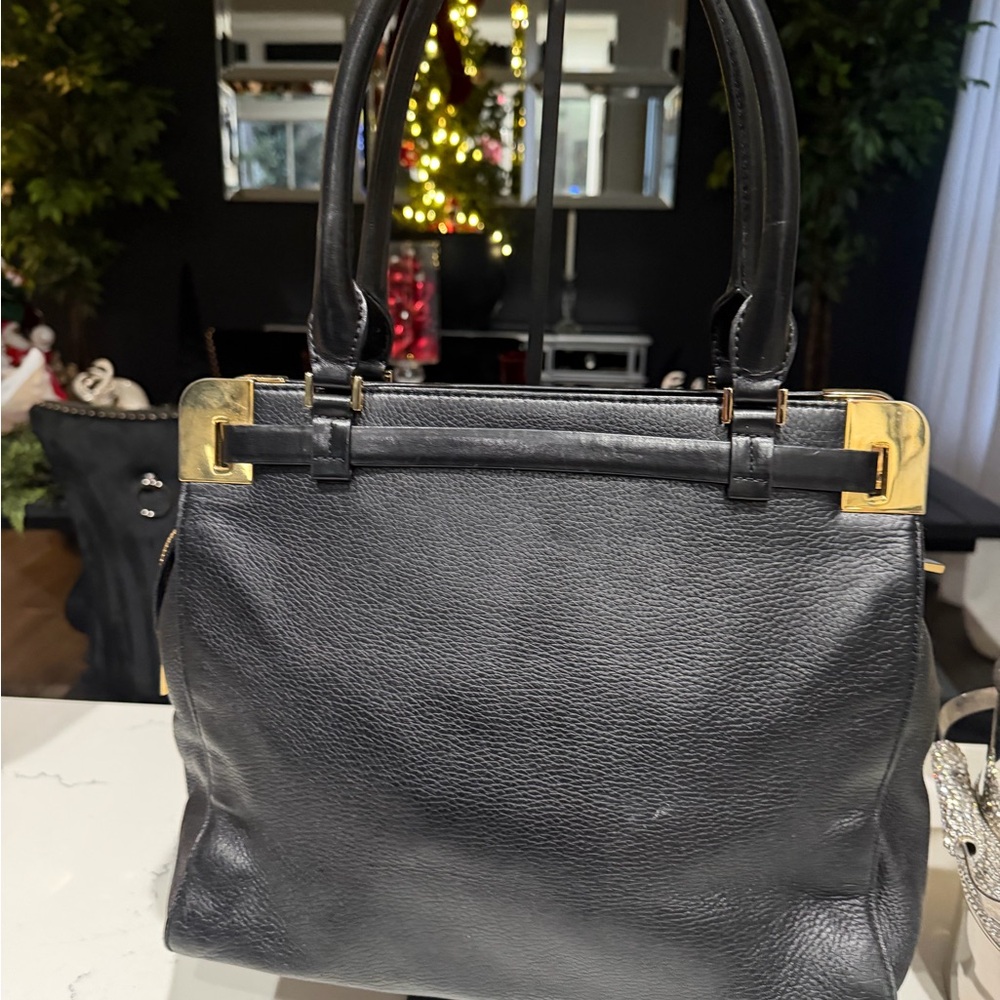 Michael Kors Collection Black Crocodile-Embossed Satchel - Picture 5 of 12